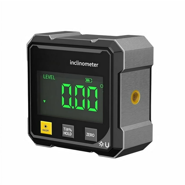 Digital Inclinometer High Precision Angle Gauge with Bubble Level Usb Rechargeable Magnetic Base Data Hold Function for Construction Woodworking Lathe Diy Professional Measuring Tool 1 Level