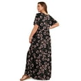 thumbnail image 3 of Asklazy Women's Short Sleeve Loose Plain Maxi Dresses Casual Long Dresses with Pockets,US Size,Sanyue Red,4XL, 3 of 10