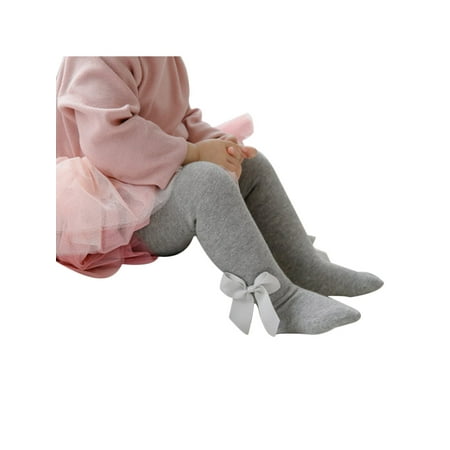 

Sunisery Toddler Baby Girl Knit Leggings Solid Pantyhose Newborn Infant Warm Fall Winter Spring Footed Tights with Bow