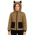 thumbnail image 2 of Premium Midweight Women Brown Puffer Jacket Bubble Down Insulated Winter Coat-XL, 2 of 9