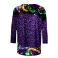thumbnail image 4 of YUGYXL Womens Plus Size 3/4 Sleeve Tshirts Trendy Mardi Gras Fancy Mask Printed Loose Clothes Lounge Crew Neck Soft Tunic Shirts Celebration Carnival Tees Sales, 4 of 5