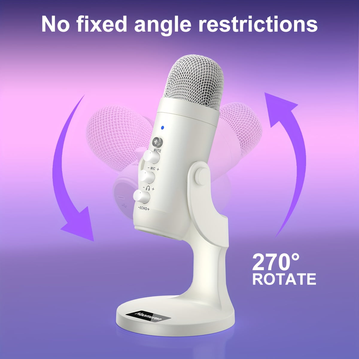 USB Condenser Microphone with Stand, Plug&Play PC Gaming Mic for PS4/5, Noise Cancelling, Echo Removal, Live Monitoring, Streaming, Podcast, Recording