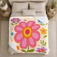 thumbnail image 5 of Groovy Pink Flower Autumn, Festive autumn celebration Scene, Warm Flannel Blanket for Living Room and Family Room with Detailed Artwork, Art Lovers autumn celebration Gift, Festive Home Decor, 5 of 9