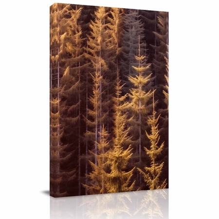 Canvas Wall Art Yellow Forest Framed Canvas Prints for Kitchen Bedroom Pine Tree Summer Botanical Modern Art Small Gallery Wrapped Wall Decor for Home Office Gifts 8 x12 Ship Next Day
