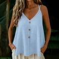 thumbnail image 4 of qelini Linen Tank Tops for Women Plus Size Spaghetti Strap Long Tee V Neck Sleeveless Shirt Solid Color Cloths, 4 of 8