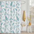 thumbnail image 3 of Shower Curtain Teal Leaves Berry Shower Curtains for Bathroom Decor, Waterproof Polyester Shower Curtain Set with Hooks, Small Stall Size 36" x 72" Leaf Plant, 3 of 9