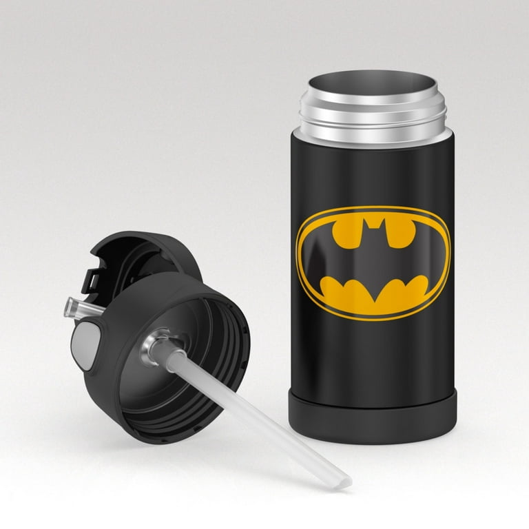 THERMOS FUNTAINER 12 Ounce Stainless Steel Vacuum Insulated Kids Straw  Bottle, Batman