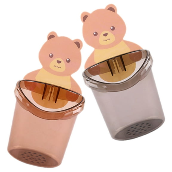 YUYUETIME 2Pcs Bathroom Toothbrush Holders Cartoon Appearance Assorted Color Space Saving Kids