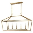 thumbnail image 3 of Warm Brass Five Light Linear Chandelier from the Townsend Collection, 3 of 5