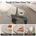 thumbnail image 6 of Cottinch 50" Triangle Glass Coffee Table with Wood Base for Living Room Office, Black, 6 of 12