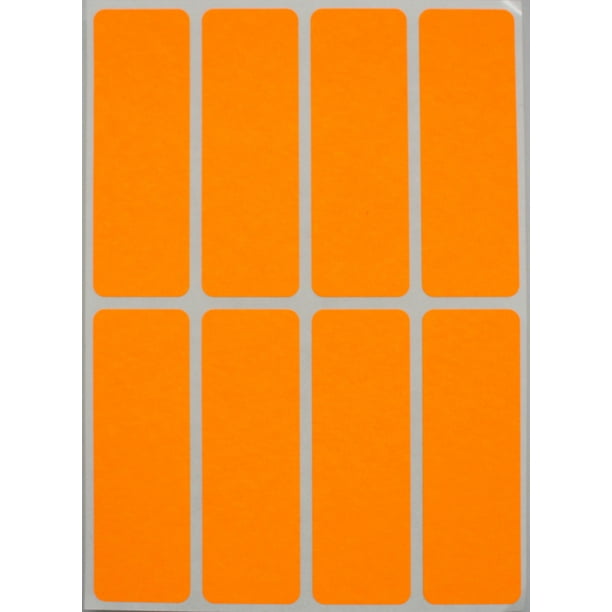 Rectangular Color coding labels 3 x 1 inches, Rectangle label in Neon Orange name tags for kids 120 pack by Royal Green