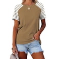 thumbnail image 2 of cfhntfmh Short Sleeve Tops for Women Casual Crewneck Shirt Comfy Striped Print Summer Tees, 2 of 3