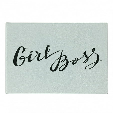 

Girl Boss Cutting Board Hand Written Style Monochromatic Illustration of Feminine Wording Decorative Tempered Glass Cutting and Serving Board in 3 Sizes by Ambesonne