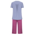thumbnail image 4 of Aqestyerly Ensemble de Pyjama, Blouse Décontractée à Manches Courtes et Col Rond pour Femmes avec Pantalon Assorti pour Pyjama Confortable/violet(S), 4 of 5
