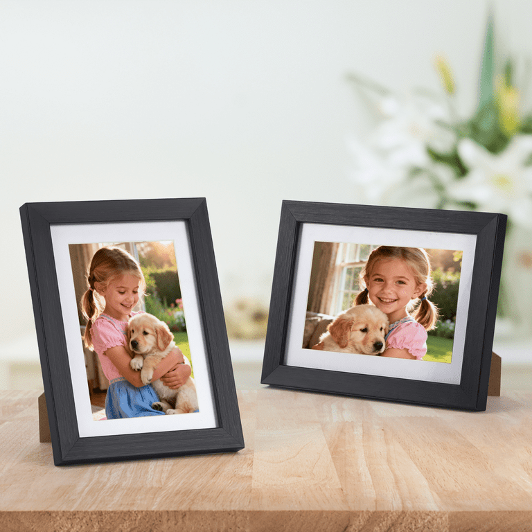 4 Pack 5x7 Picture Frames for Wall or Tabletop Decor, Black