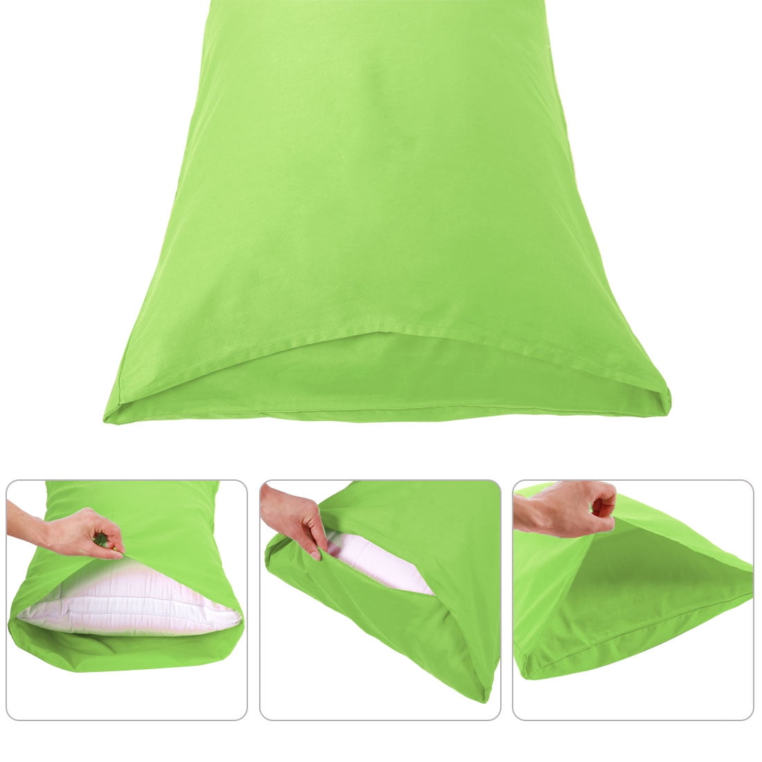 Unique Bargains 300TC Solid Egyptian Cotton Pillowcases Green Body 20" x 48"