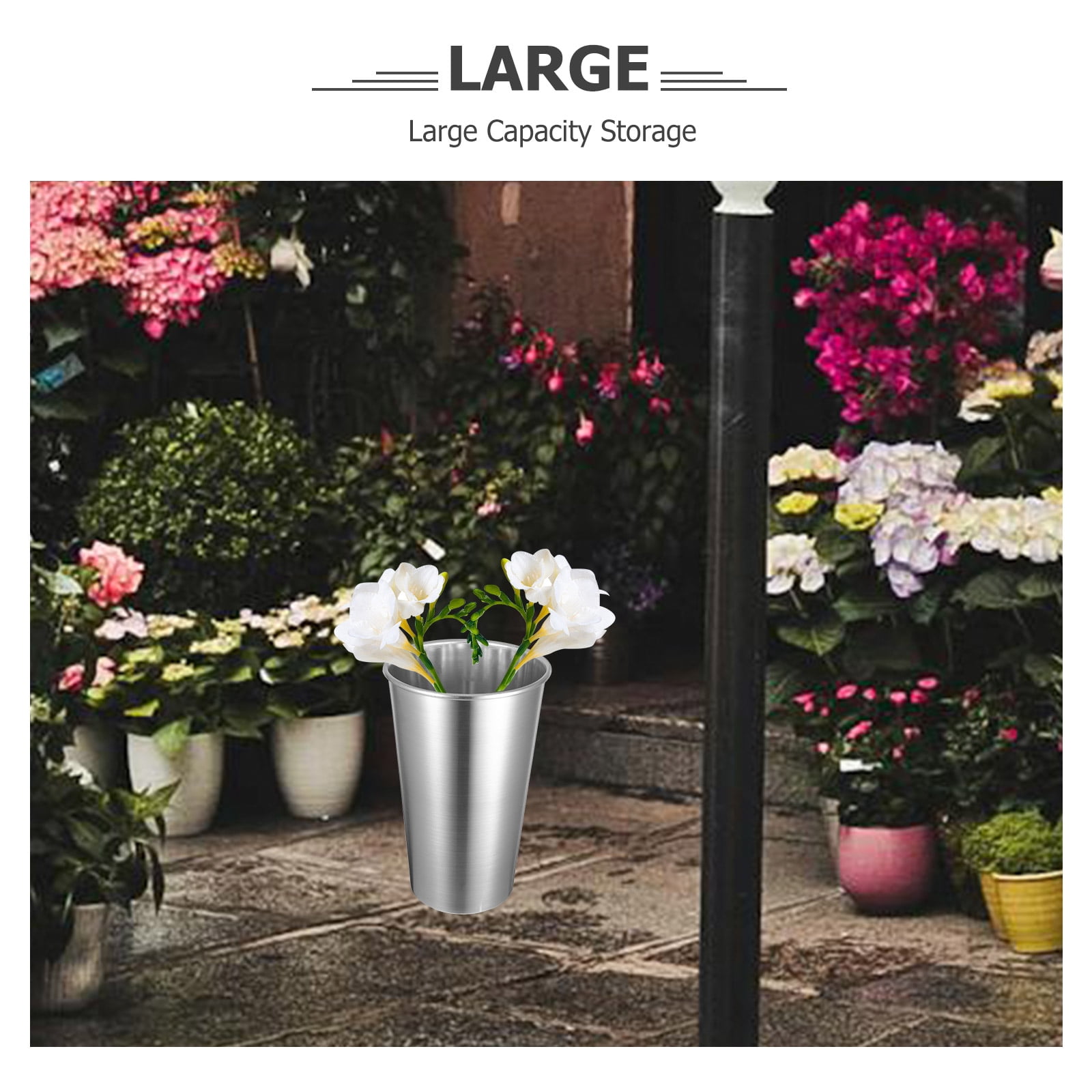 Aluminum Round Umbrella Stand with Metal Storage Bucket for Umbrellas and Small Items, 1-Piece Organizer for Home and Office