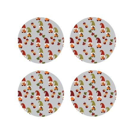 

Tideii Cute Autumn Gnomes for Leather Coasters 4 Pieces Anti-fouling and Anti-scalding Decorative Coasters Suitable for Restaurants Kitchens Coffee Shops-Round Shape