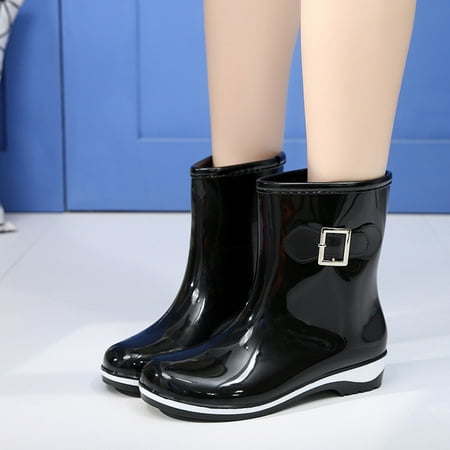 

VEKDONE 2023 Clearance Valentine s Day Clearance Women Waterproof Rain Shoes Fashion Plastic Low Heel Jelly Color Hasp High Boots
