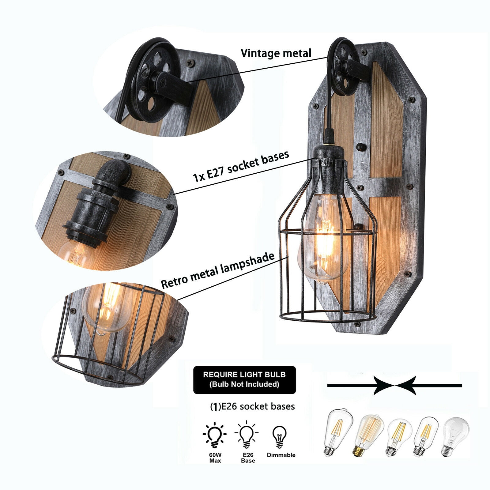 Industrial Wall Sconce Light Retro Antique Vintage Rustic Lantern Lamp Fixture