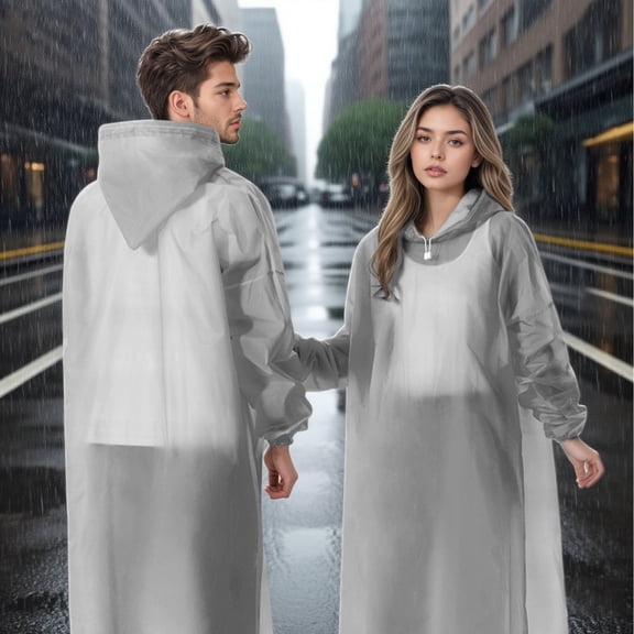 Women's Anorak Hooded Windproof Raincoat Heavy Duty Pullover Outerwear For Daily Commute Reusable Non Disposable JacketGreyOne Size