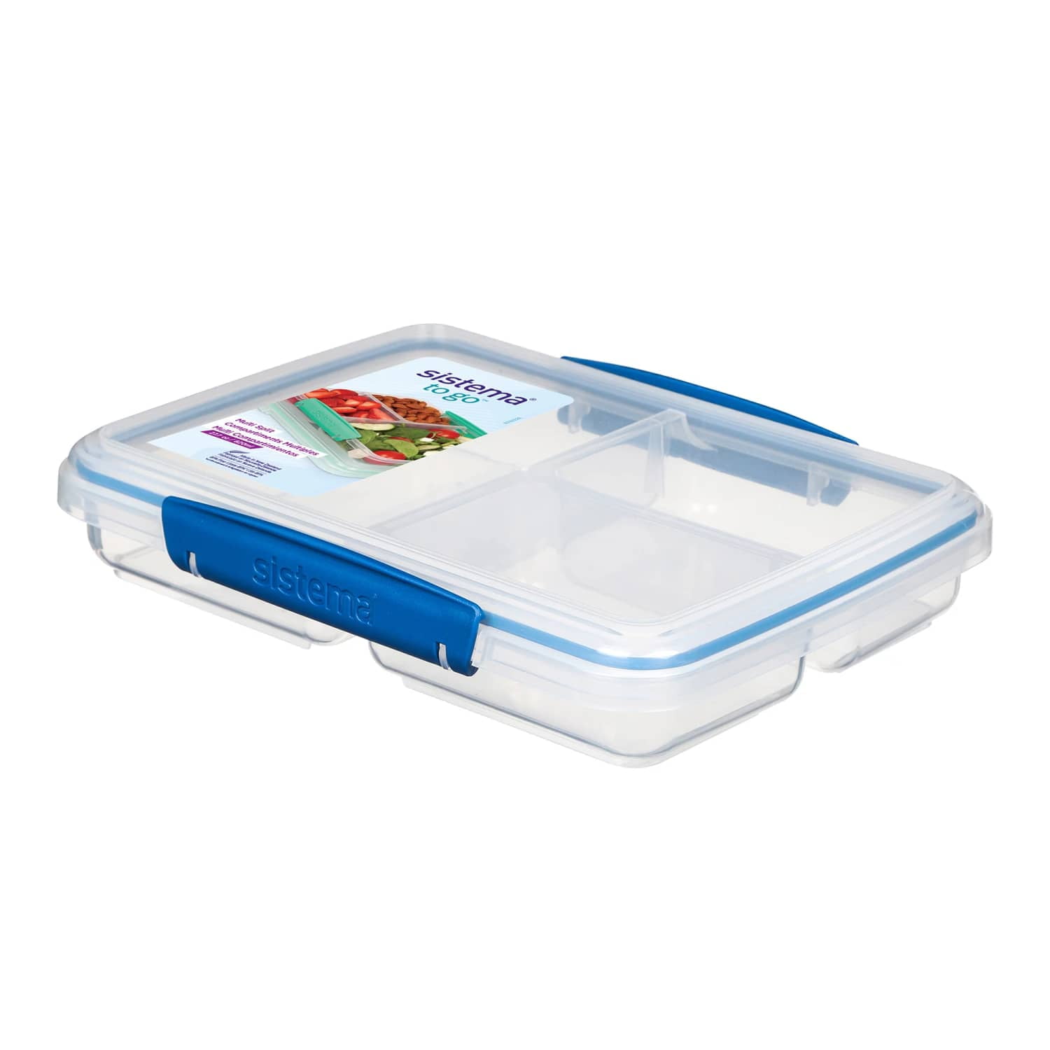 (2 pack) Sistema To Go Collection 820ml/3.4 Cups Multi Split Food Storage Container