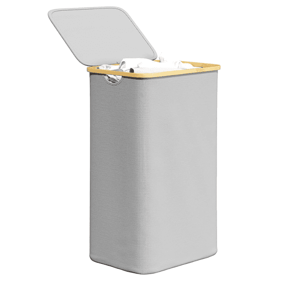 SpaceAid 110L Laundry Hamper with Lid, Large Tall Clothes Basket Bin, Light Grey