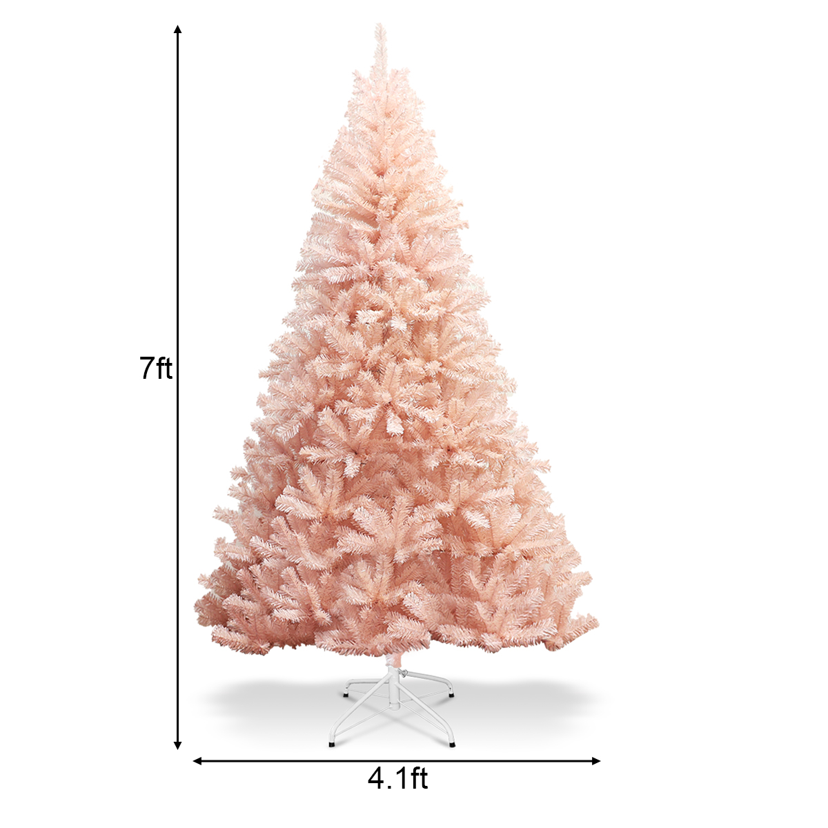 Gymax 7ft Pink Classic Pine Christmas Tree Artificial Hinged Tips (Pink)