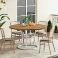 thumbnail image 2 of Condemo Round Dining Table for 4–6, 47" Wooden Dining Room Table with Storage Shelf, Light Brown & White, 2 of 7