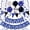 Navy blue, variant on Colorful Happy Birthday Party Decorations Set - Paper Banner, Flag Bunting, Circle Garland, Swirl Streamers & Honeycomb Balls
