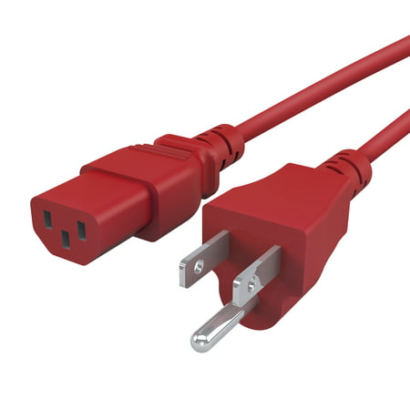 GearIt 18 AWG Universal Power Cord NEMA 5-15P to IEC320 C13 [UL Listed], Red (4 Feet/1.2