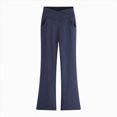 thumbnail image 4 of UAYOTSE Girls Cross Waist Flare Pants V Front High Rise Side Pockets Kids Back to School Stretch Trousers Fall,Sizes 11-12 Years, 4 of 6
