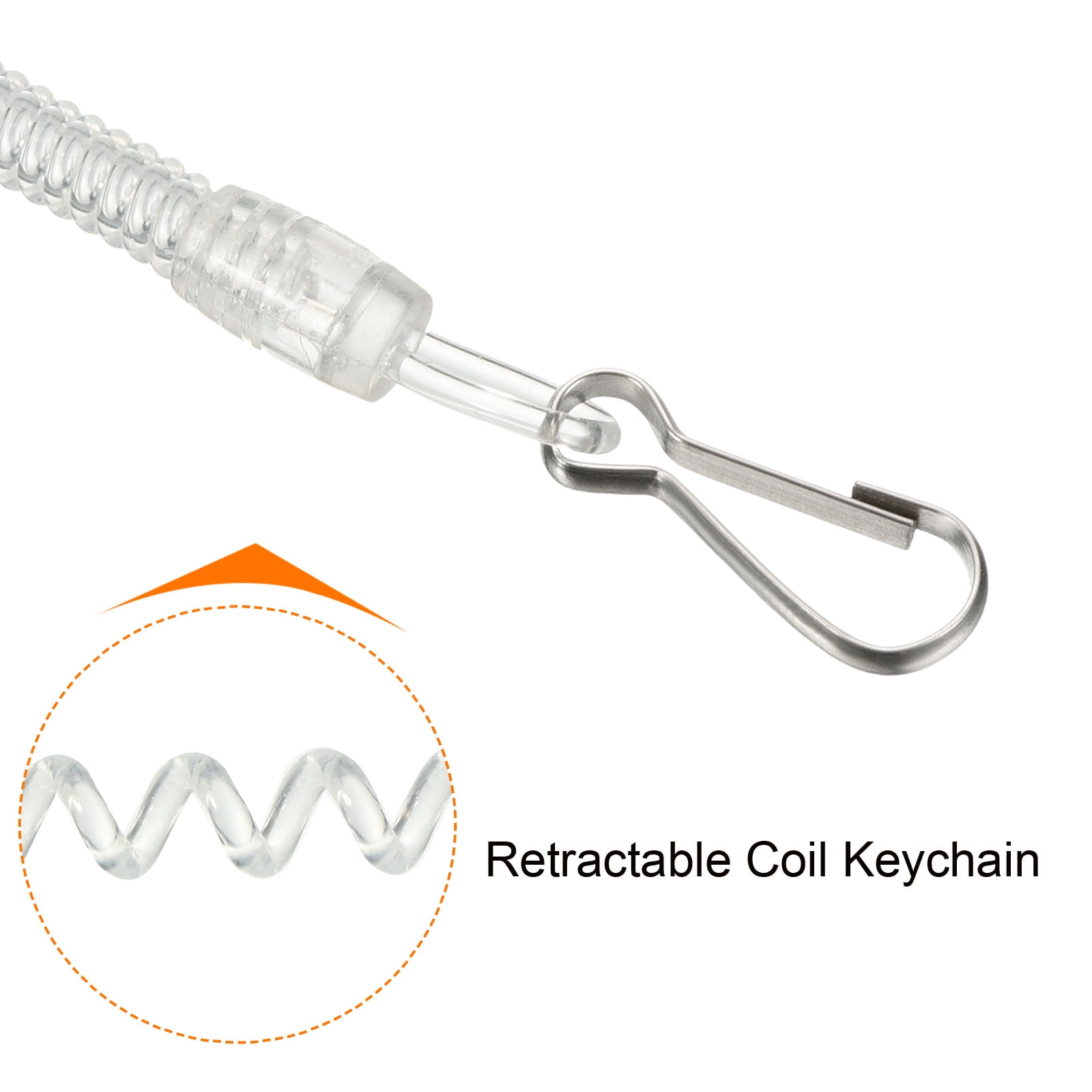 Uxcell Retractable Coil Spring Keychain Clasp with Big Key Ring