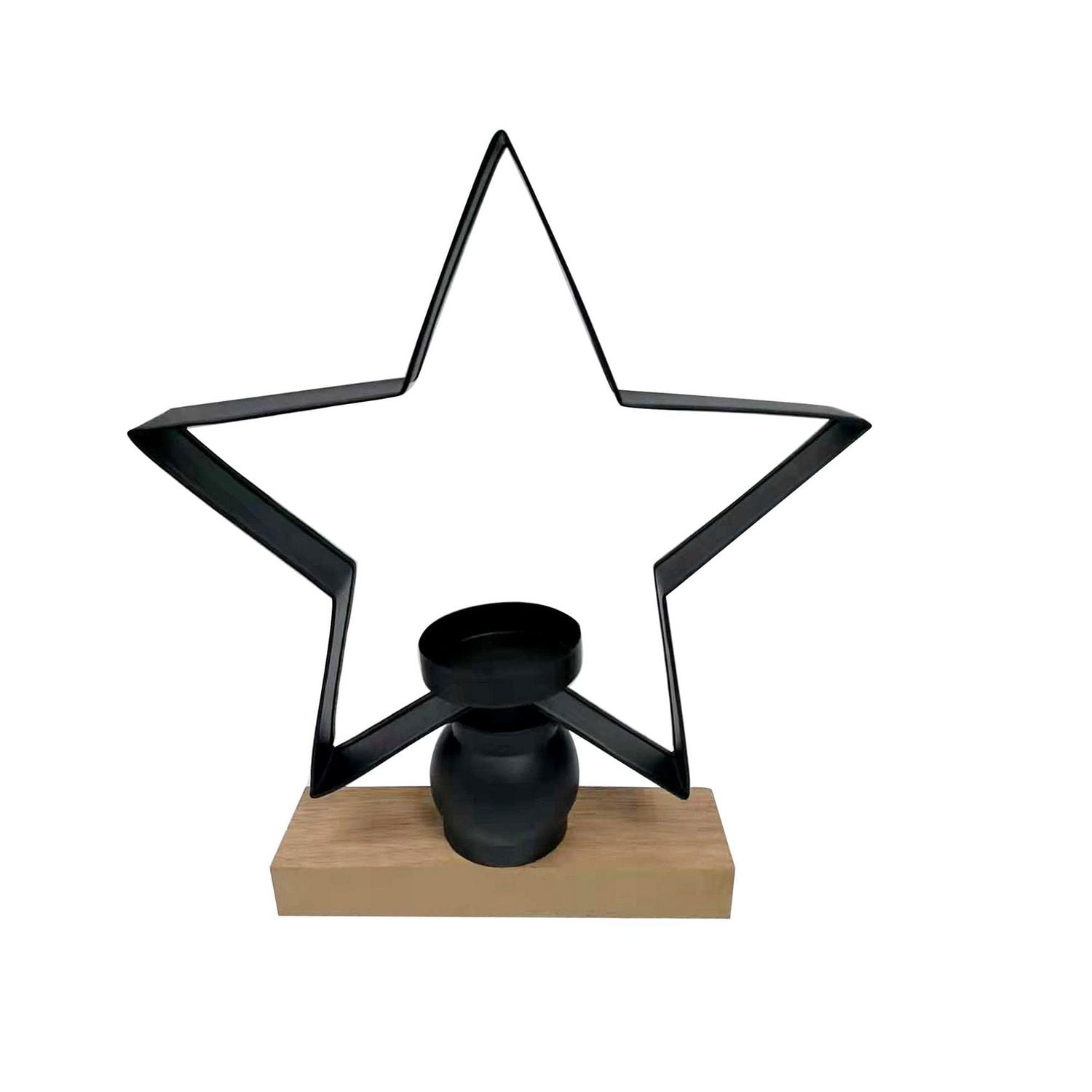 HOLIDAY TIME 11 INCH METAL BLACK CANDLE DÉCOR