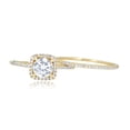 thumbnail image 2 of AVORA 10K Yellow Gold 1 Carat Cushion Cut Simulated Diamond CZ Anniversary Bridal Engagement Wedding Band Ring Set  - Size 7, 2 of 5