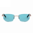 thumbnail image 4 of Mens Rectangle Blue-Green Tinted Reading Glasses 1.00 Fashion Blue Lens Sunglasses Rimless +1.0, 4 of 6