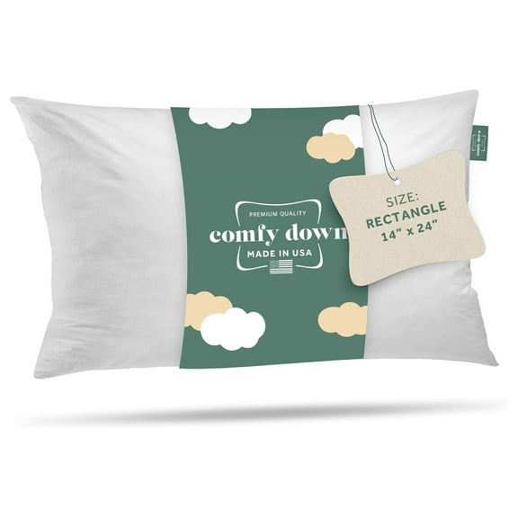 14x24 Decorative Throw Pillow Insert, Down and Fill, 100% Cotton Cover 233 Thread Count, Rectangle Pillow Insert - Made in USA (Single)