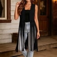 thumbnail image 5 of APEXFWDT Women's Suede Fringe Vest, Sleeveless Open Front Cutout Western Tassel Long Waistcoat, 5 of 7