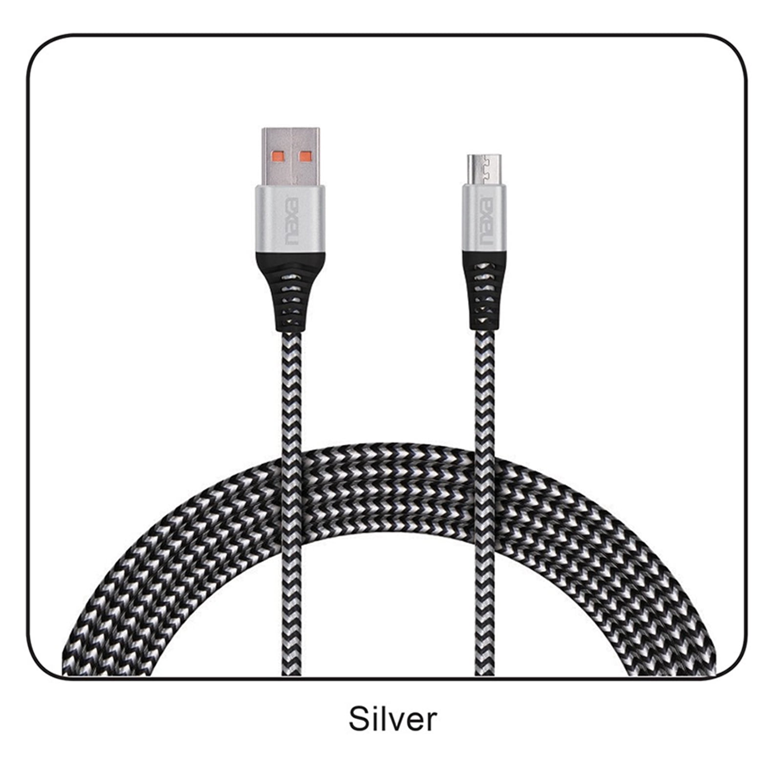 3 Fast 2-Tone Braided Micro USB Cable- White - Walmart.com