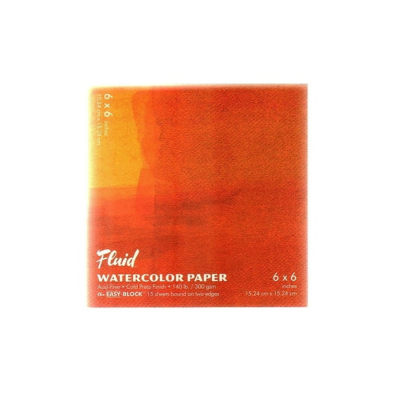 Global Art Fluid Cold Press Watercolor Paper 6" X 6" Block 3/Pack (98785-Pk3) 98785-PK3