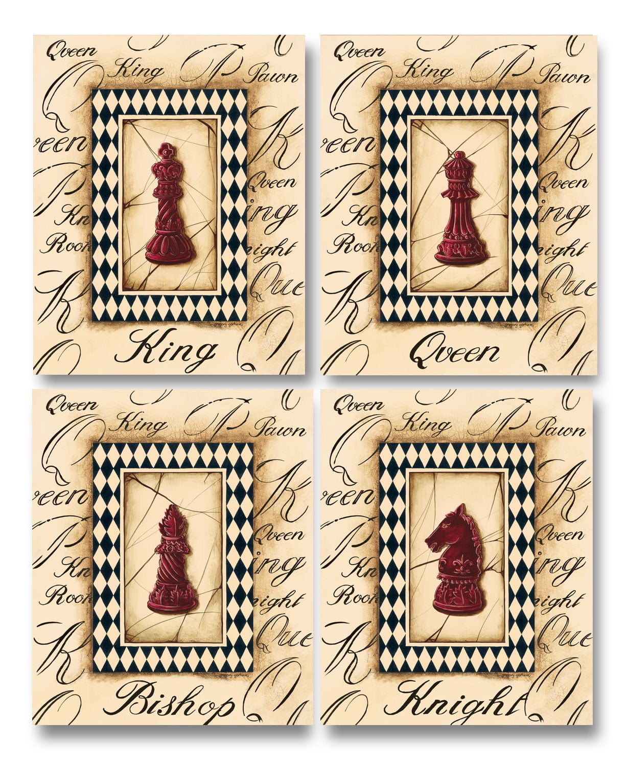 2-Piece Chess King & Queen Canvas Wall Art, 8x10