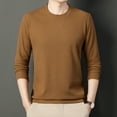 thumbnail image 4 of Men's Autumn Waffle Round Neck Long Sleeve Solid Color Versatile T-shirt, 4 of 8
