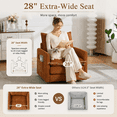 thumbnail image 2 of 360°Swivel Accent Chair, Upholstered 28''W Oversized Armchair, PAPROOS Barrel Chair Reading Armchair with Side Pockets & Cushion, Modern Accent Chair with Metal Base for Living Room Bedroom, Brown, 2 of 2