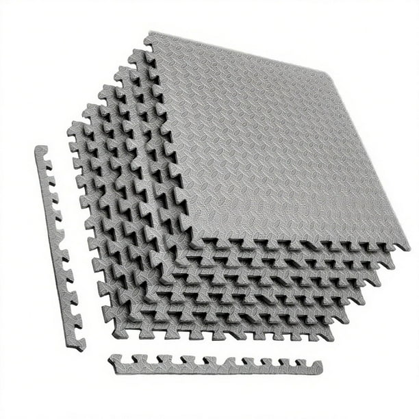 Paquete de 6 Exercise Puzzle Mat, EVA Foam Interlocking Tiles,Piso para Gym, Tapetes para Juegos, Entrenamiento, Ejercicios, Base, Esterilla Deportiva para Piscina, Gimnasio, Garaje (Gris)