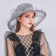 thumbnail image 4 of Women Flower Organza Sun Hat Wide Brim Visor Caps for Beach Party, 4 of 4
