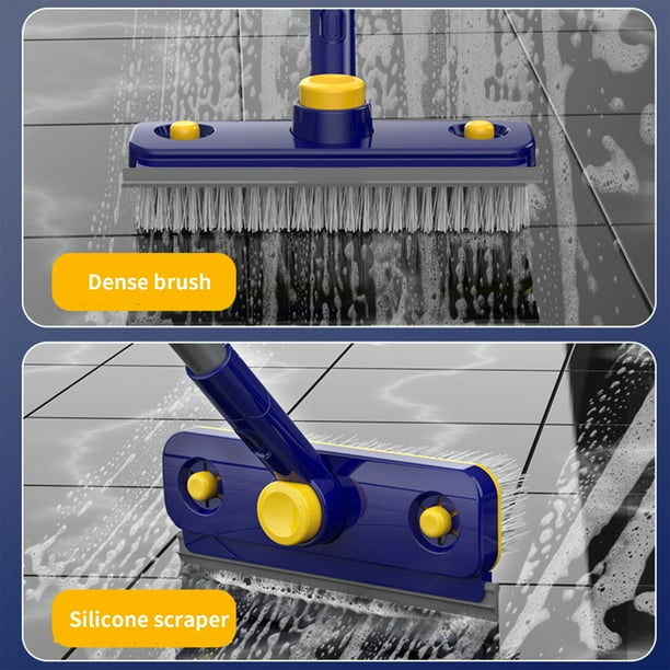 Brosse de Nettoyage pour Sol avec Long Manche réglable 2 en 1 - Brosse de Nettoyage à Poils rigides pour terrasse, Salle de Bain, Cuisine, Baignoire, Patio, carrelage
