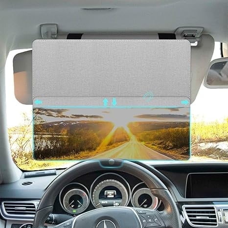 Sun Visor Extender for Car, Sun Blocker with PC Sunshade Lens, Magnetic Mounting Adjustable Position，Universal for Car, SUV, Gray