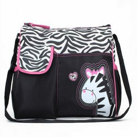Trendy Boutique Black White Zebra Striped Pink Diaper Bag