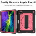 thumbnail image 6 of Dteck Case For iPad Pro 11 2nd Gen 2020 & 1st Gen 2018, Heavy Duty Rugged Drop Proof Shockproof Hybrid Armor Case with Stand Pencil Holder Hand Strap Shoulder Strap, Black+Rose, 6 of 8