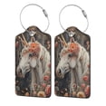 thumbnail image 5 of Rocae Vintage Floral White Horse for Leather Luggage Baggage Tags ID Label Privacy Cover ID Label with Stainless Steel Loop and Address Card, 5 of 5